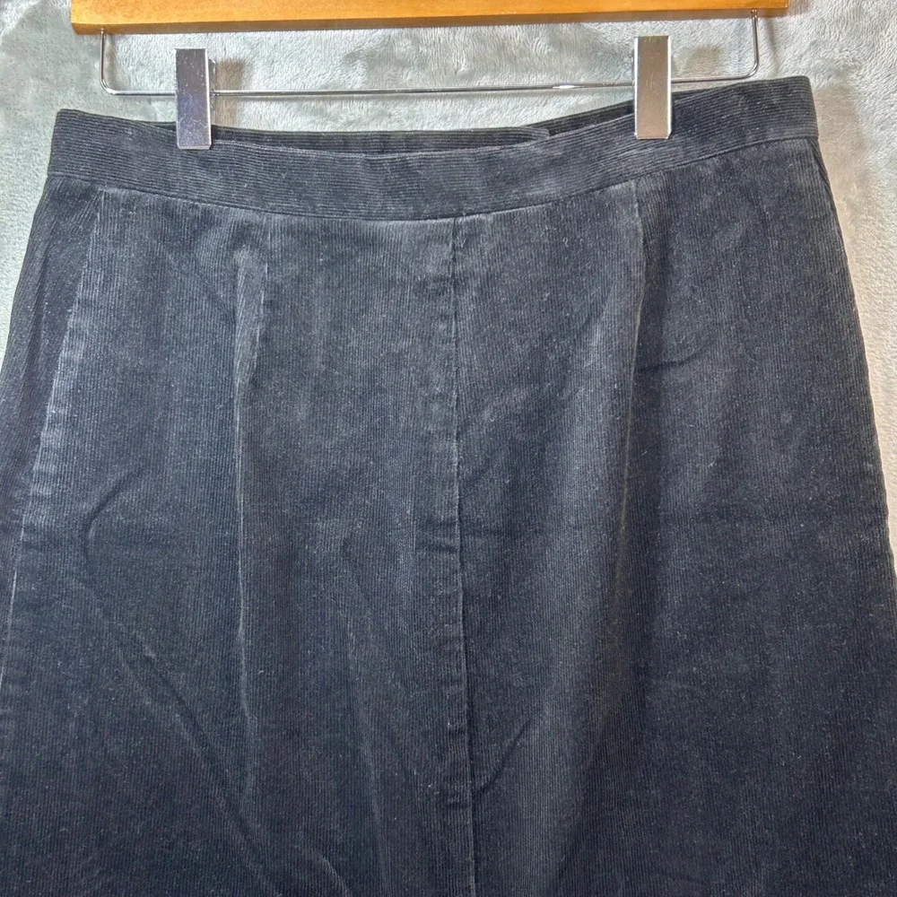 Vintage 90s Ralph Lauren Black Corduroy Maxi Skirt 8 Dark Academia Quiet Luxury - Picture 4 of 8